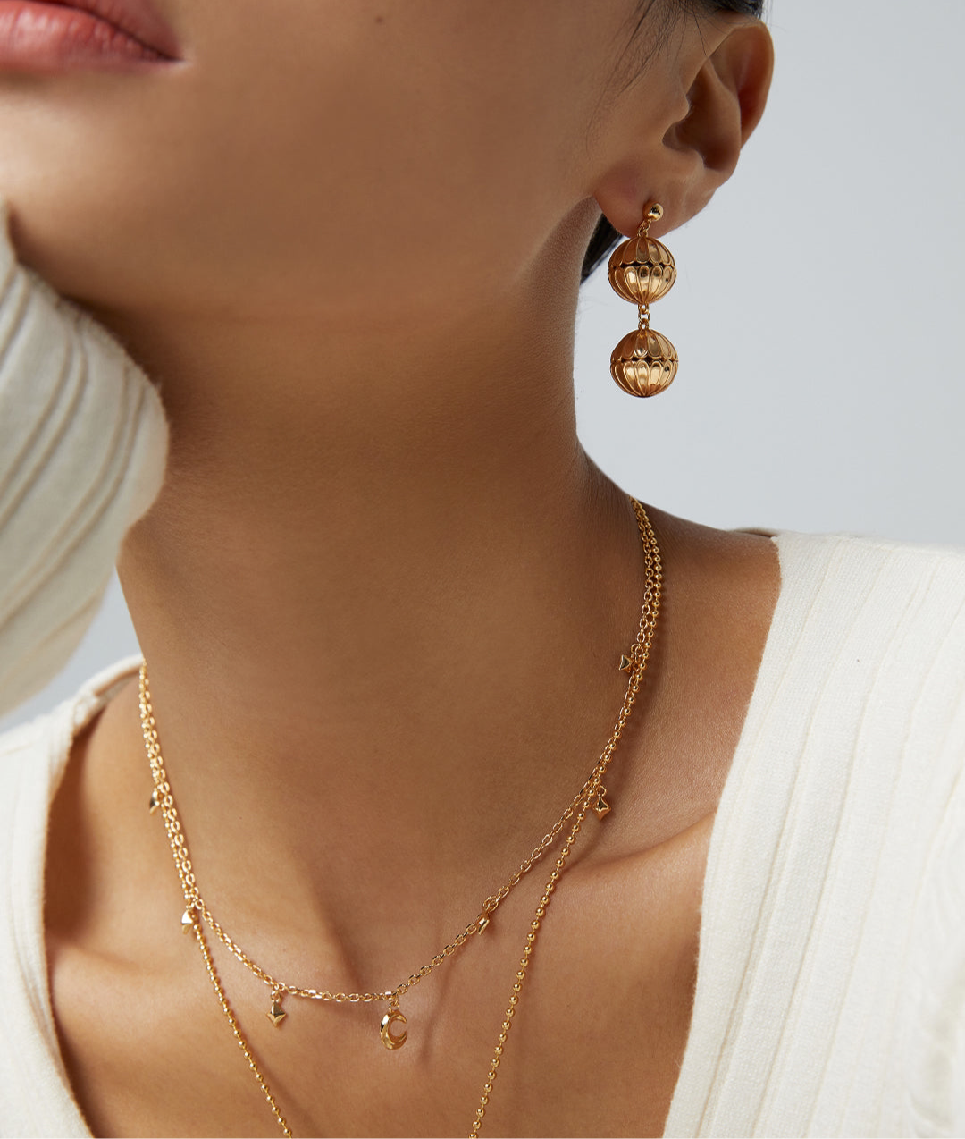 Celestial Moon & Stars Necklace|Retro Gold & White Gold Cosmic Elegance