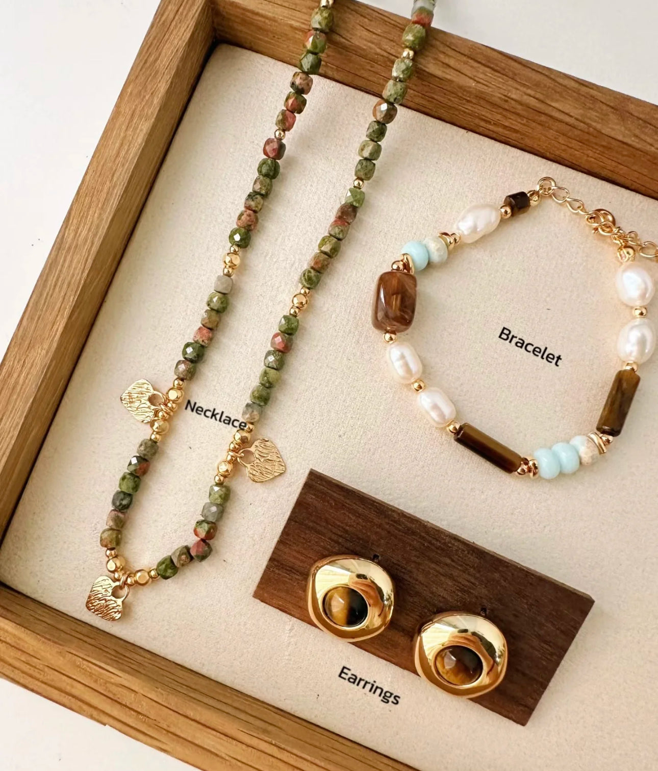 Retro Shoushan Stone Necklace|Vintage Gold Minimalist Charm