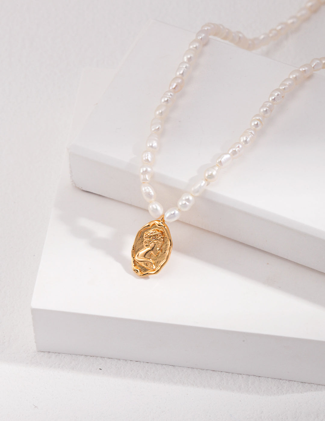Rice Pearl Pure Silver Necklace|Retro Gold Timeless Elegance