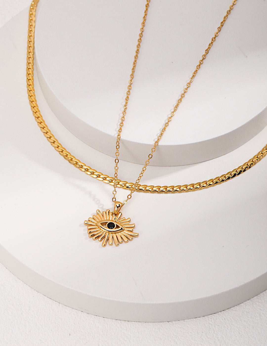 Pure Silver Zirconia Evil Eye Necklace|Vintage Elegance with Protective Charm