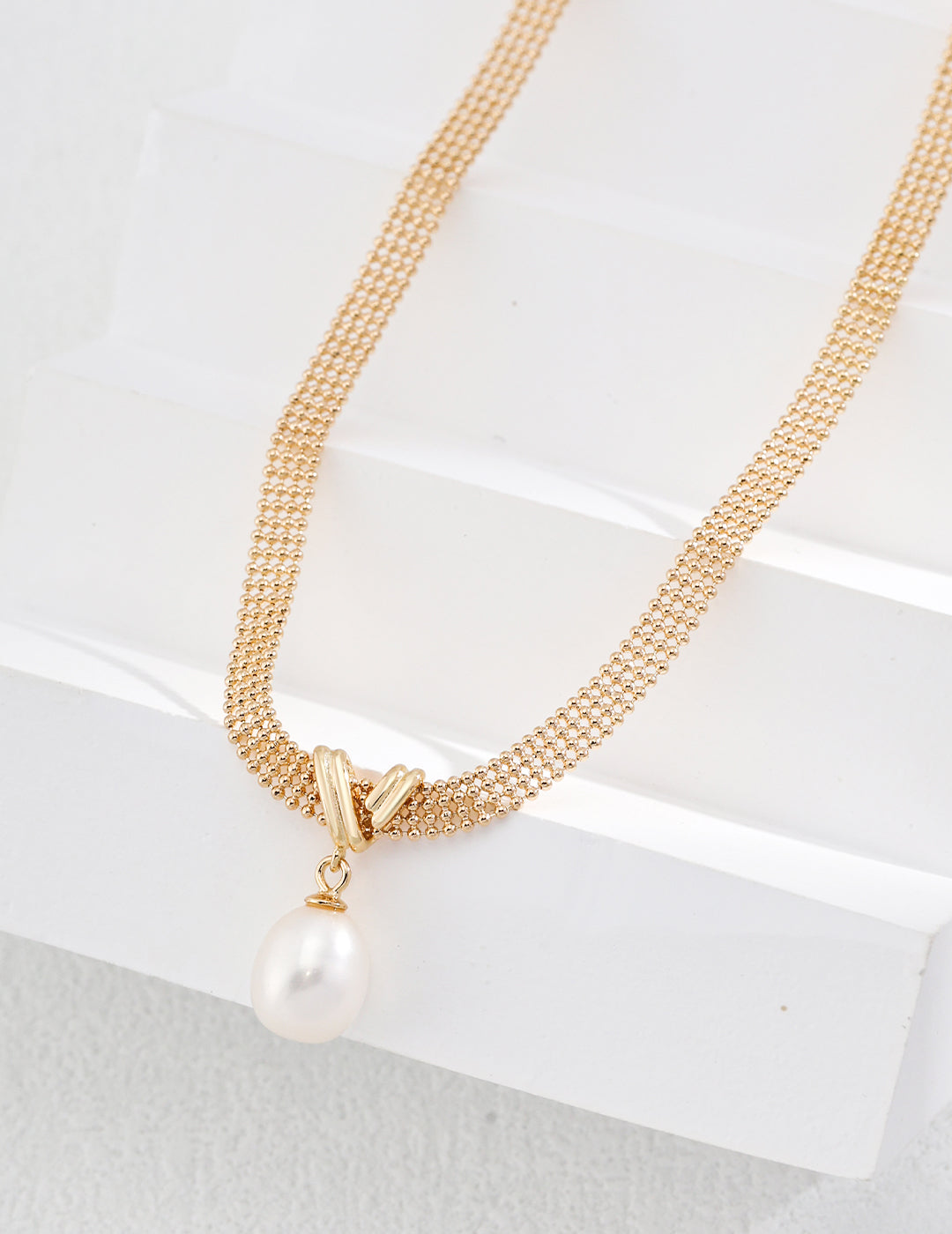 Pure Silver Pearl Necklace|Timeless Elegance in Retro Gold & White Gold