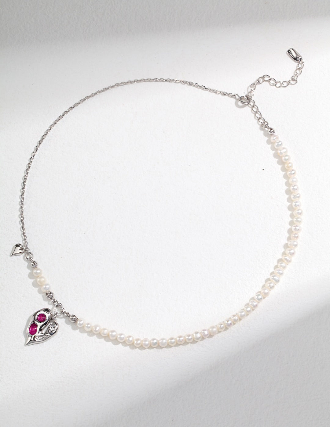 Irregular Texture Heart Pearl Necklace|Retro Gold & White Gold Vintage Romance