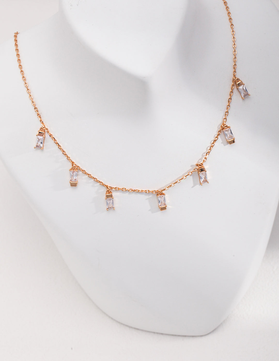 Minimalist Zirconia Necklace|Retro Gold & White Gold Modern Simplicity