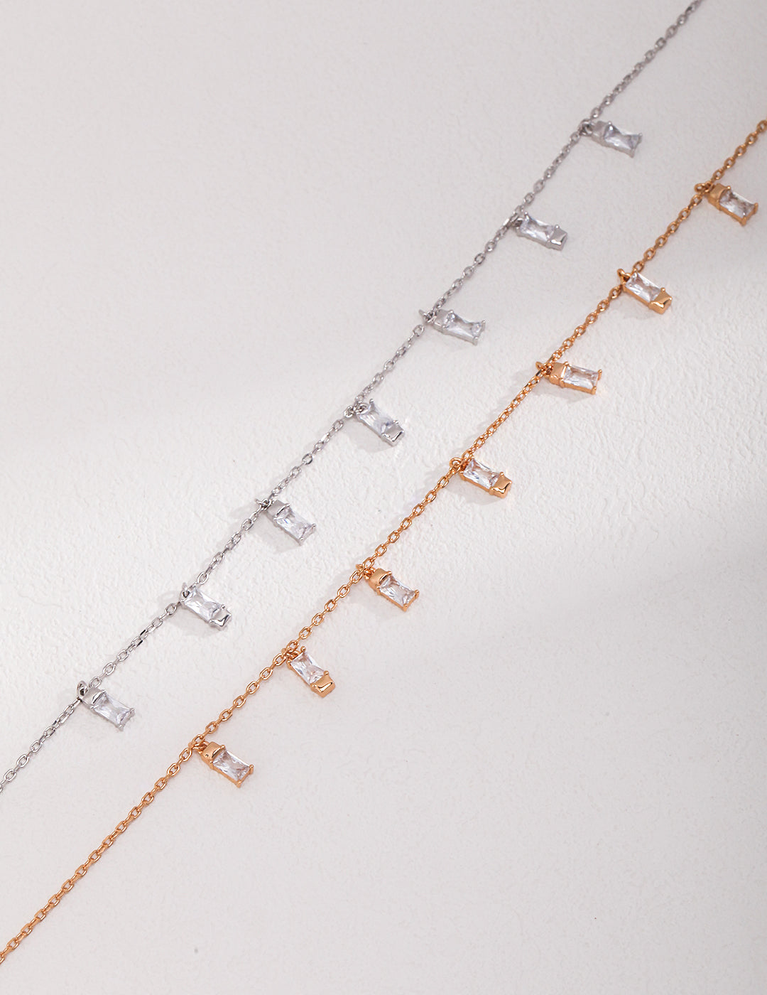 Minimalist Zirconia Necklace|Retro Gold & White Gold Modern Simplicity