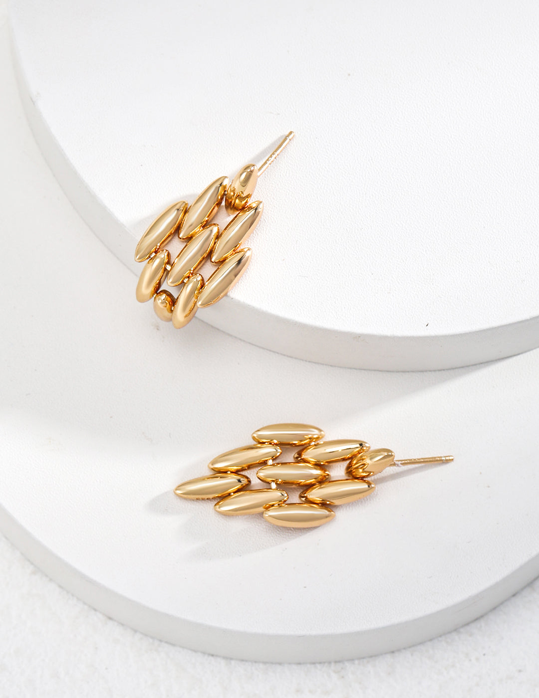 Luxurious Oval Earrings|Retro Gold & White Gold Classic Shine