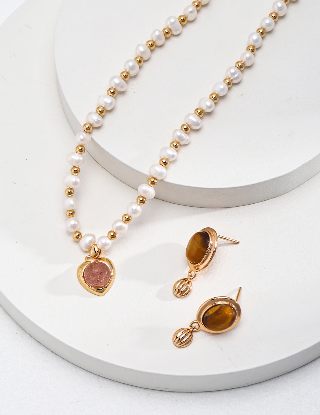 Tiger Eye Stud Earrings|Retro Gold Minimalist Energy