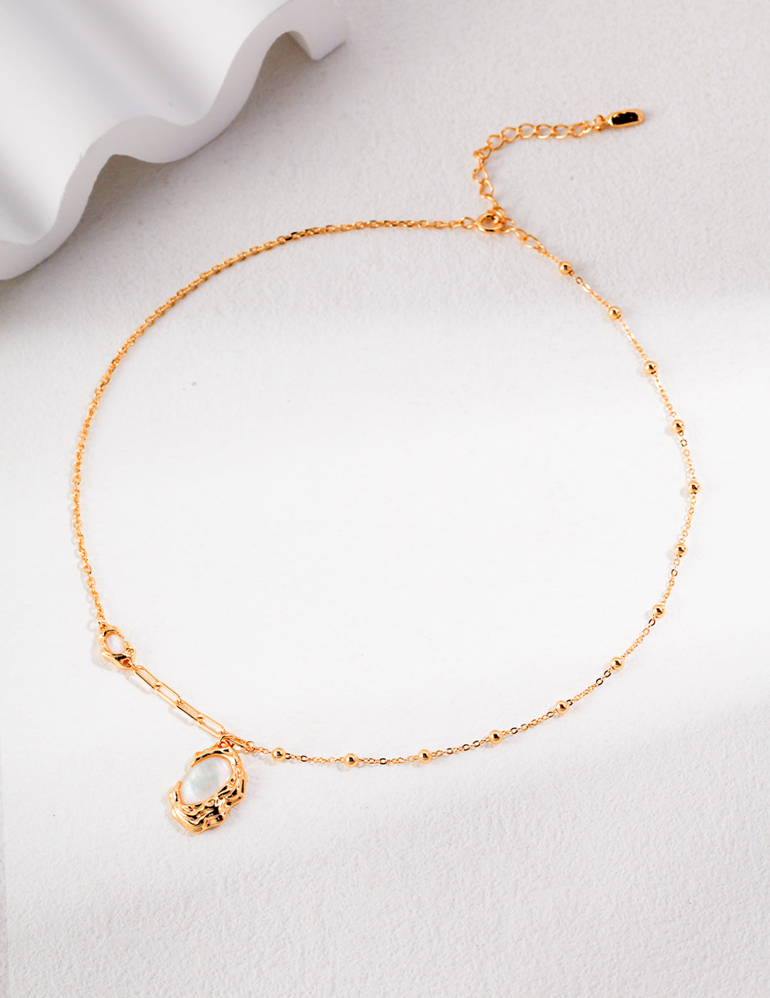 Lava Texture Mother-of-Pearl Jewelry Set|Retro Gold & White Gold