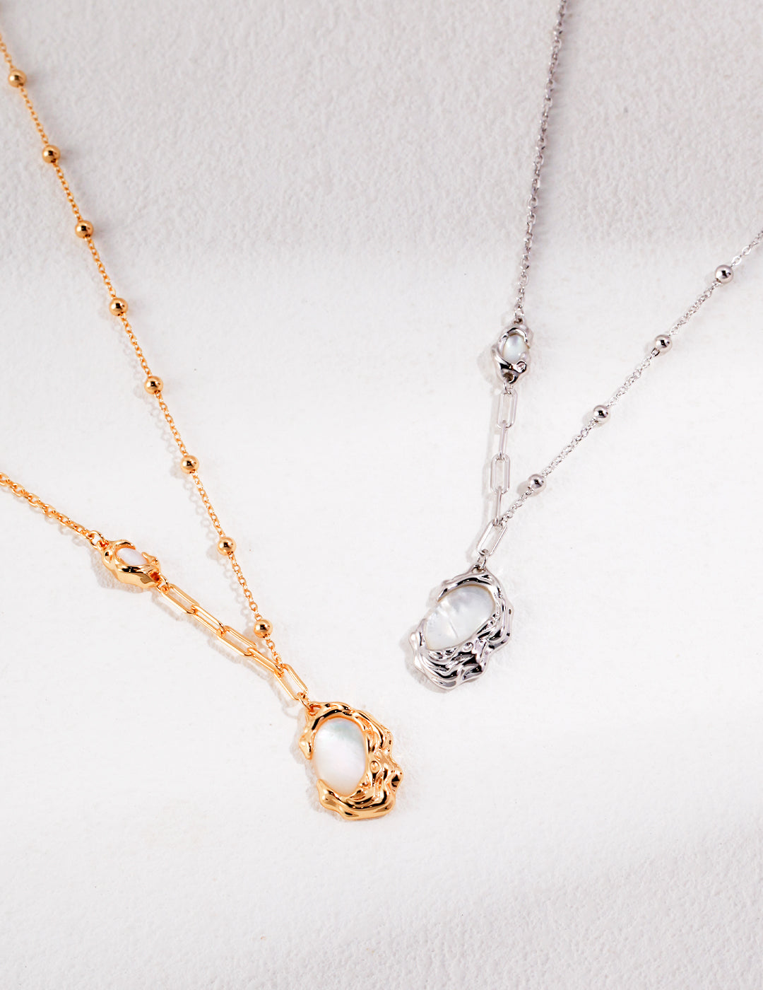 Lava Texture Mother-of-Pearl Jewelry Set|Retro Gold & White Gold