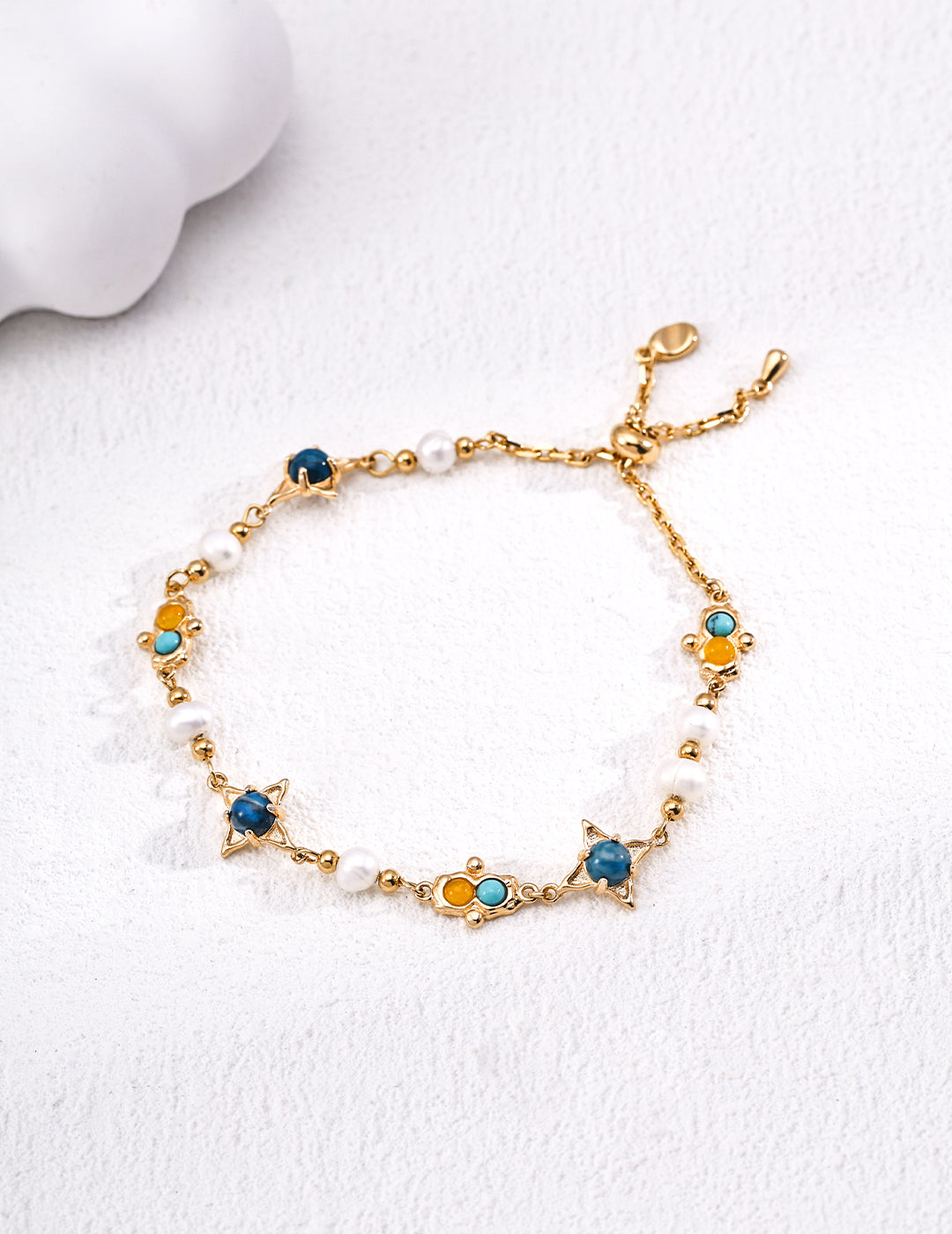 Turquoise Chalcedony & Pearl Bracelet|Vintage Peace & Expression