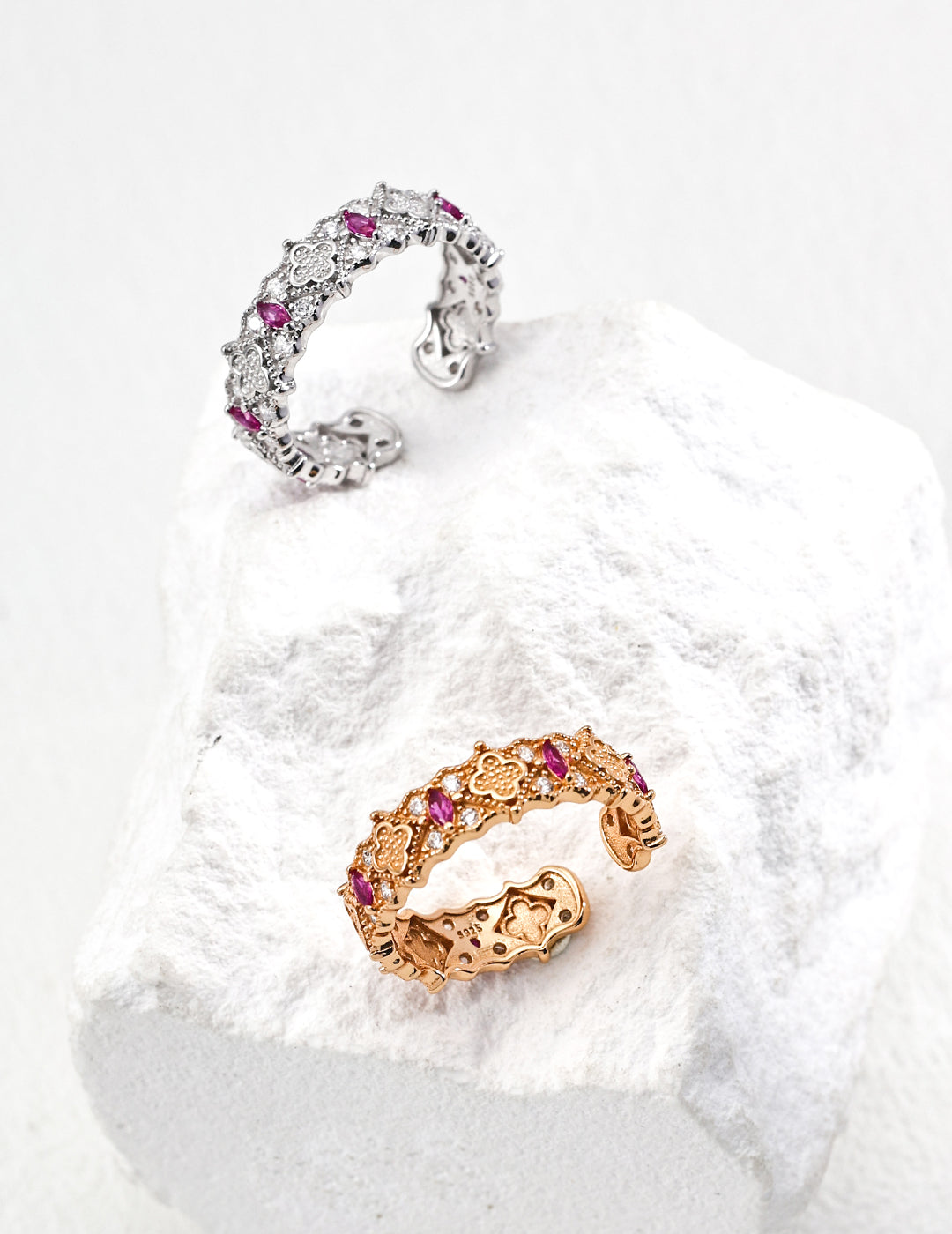 S925 Silver Vintage Zirconia Adjustable Ring|Timeless Retro Sparkle