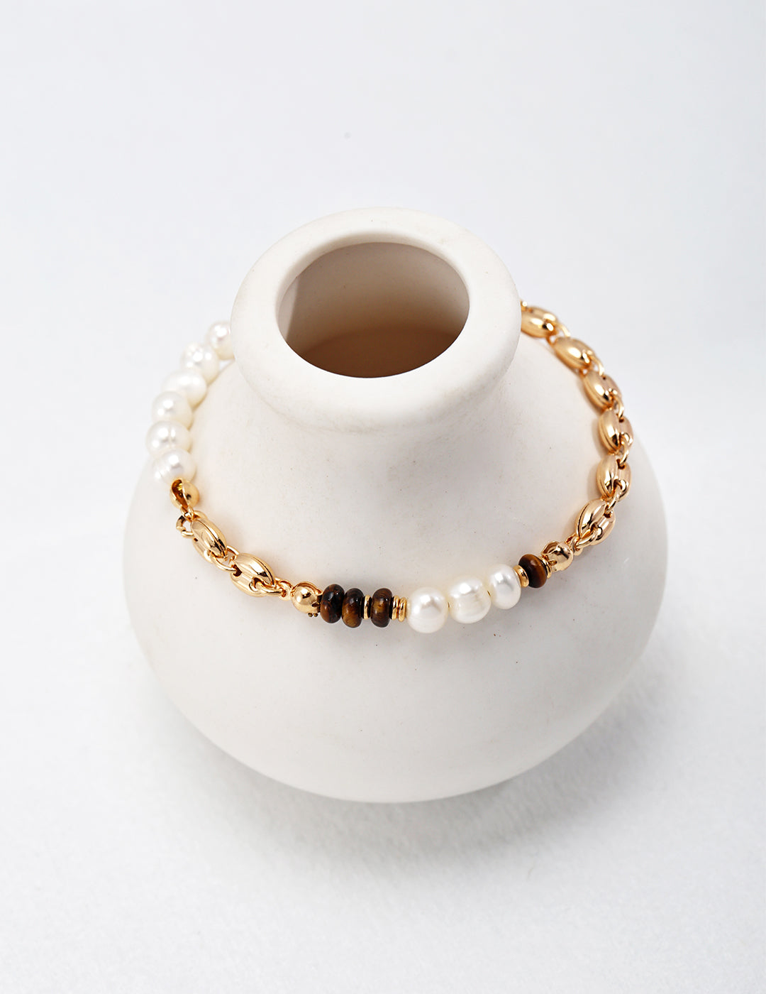 Tiger Eye & Pearl Bracelet|Retro Gold Wealth Protection Charm