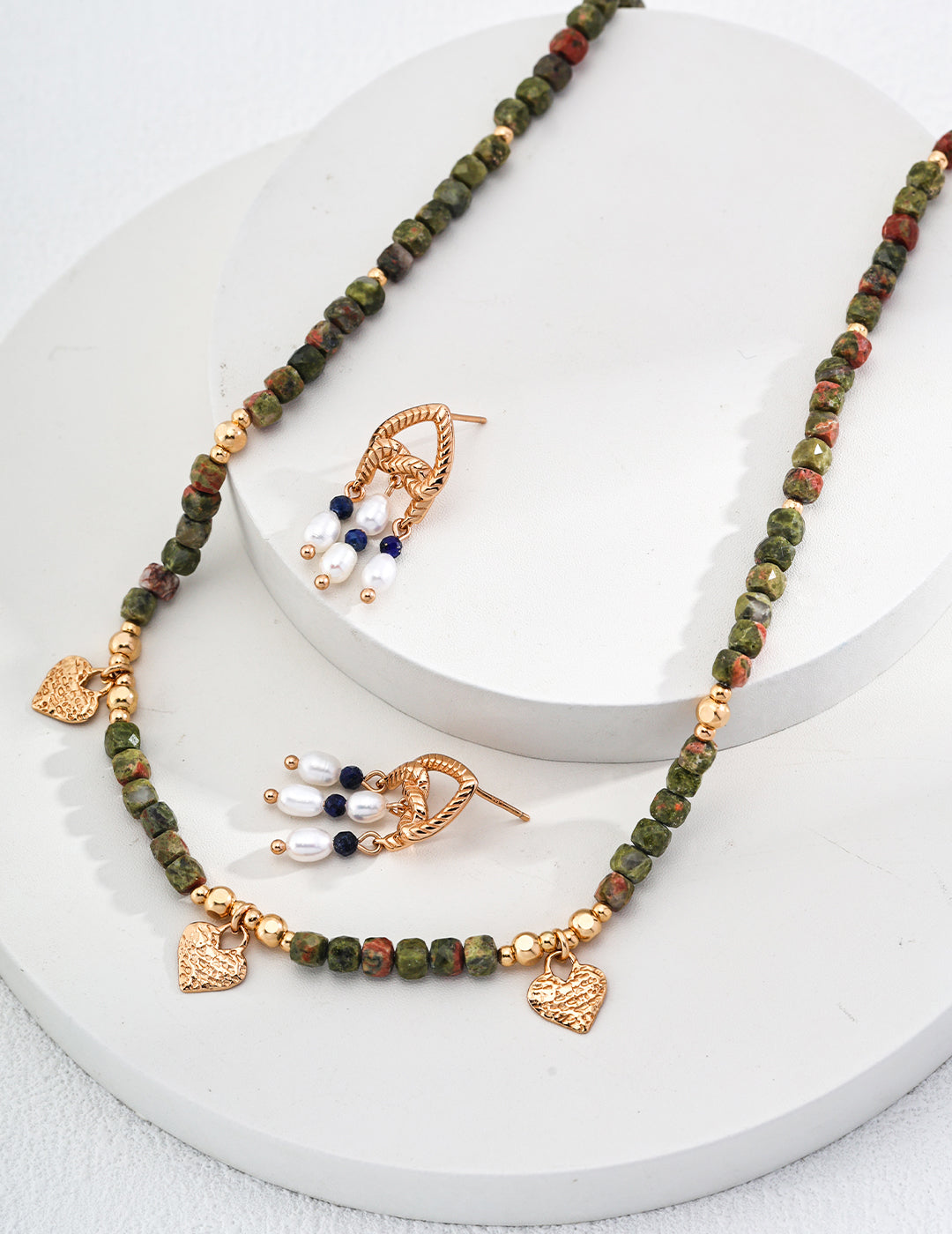 Retro Shoushan Stone Necklace|Vintage Gold Minimalist Charm