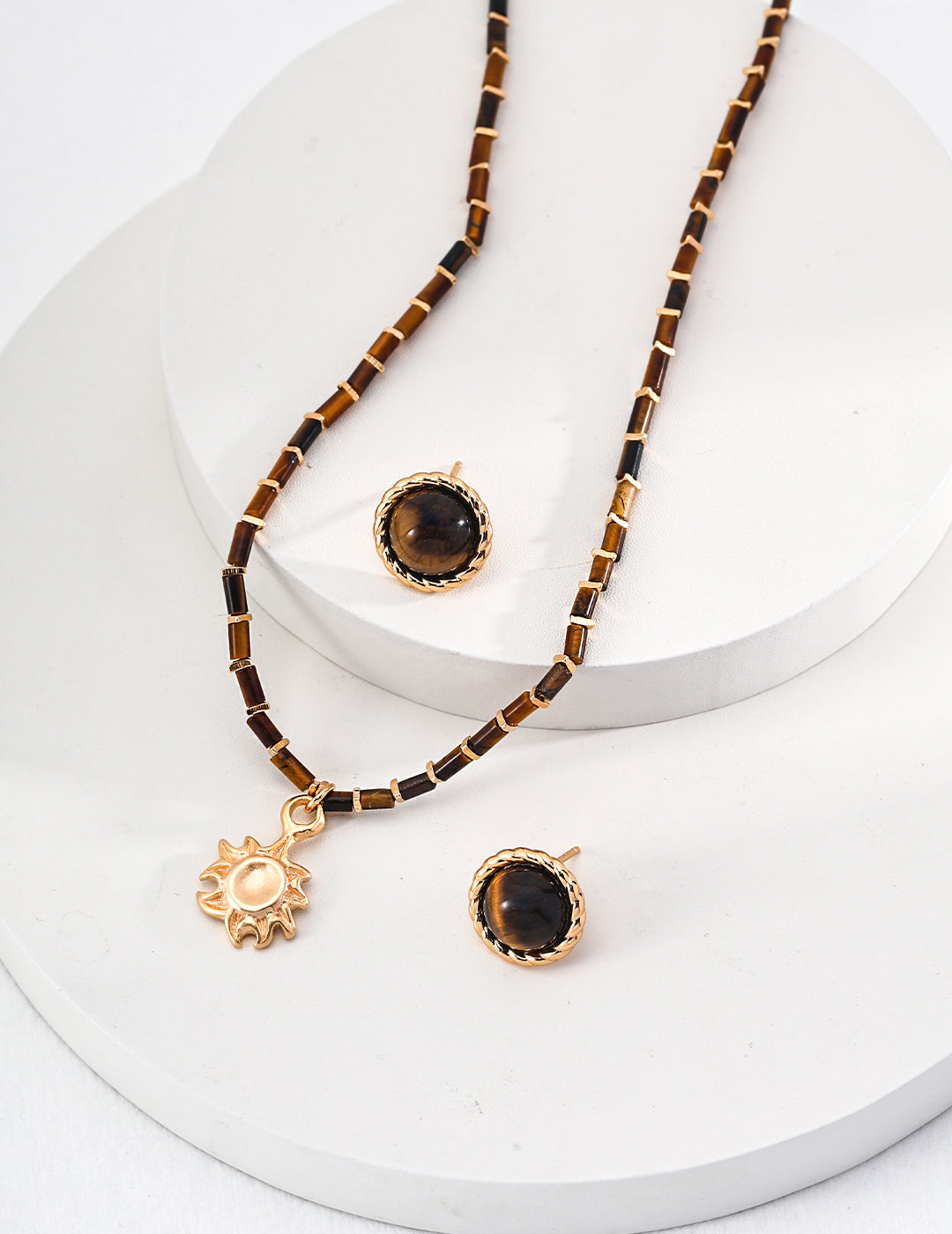Tiger Eye Stone Necklace|Grounding Energy in Vintage Gold