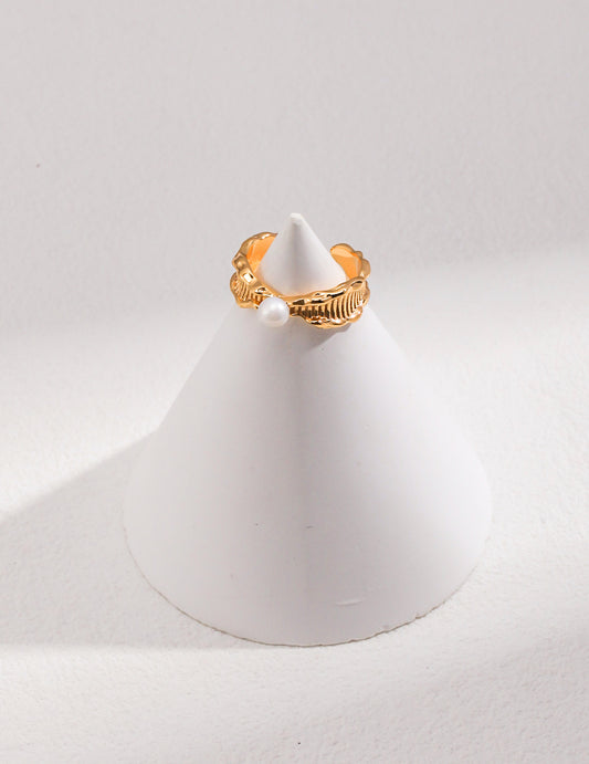 Fluid Ocean Ring｜Retro Gold & White Gold Inspired by Nature's Rhythm