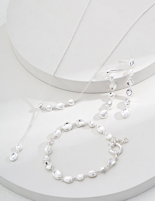 Lava Series Natural Silver Jewelry｜Molten Elegance in Earrings, Bracelet & Necklace