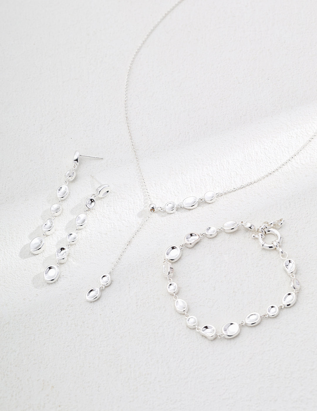 Lava Series Natural Silver Jewelry｜Molten Elegance in Earrings, Bracelet & Necklace