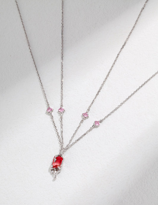 Lava Series Fluid Tourmaline Pure Silver Necklace｜Oceanic Elegance in White Gold
