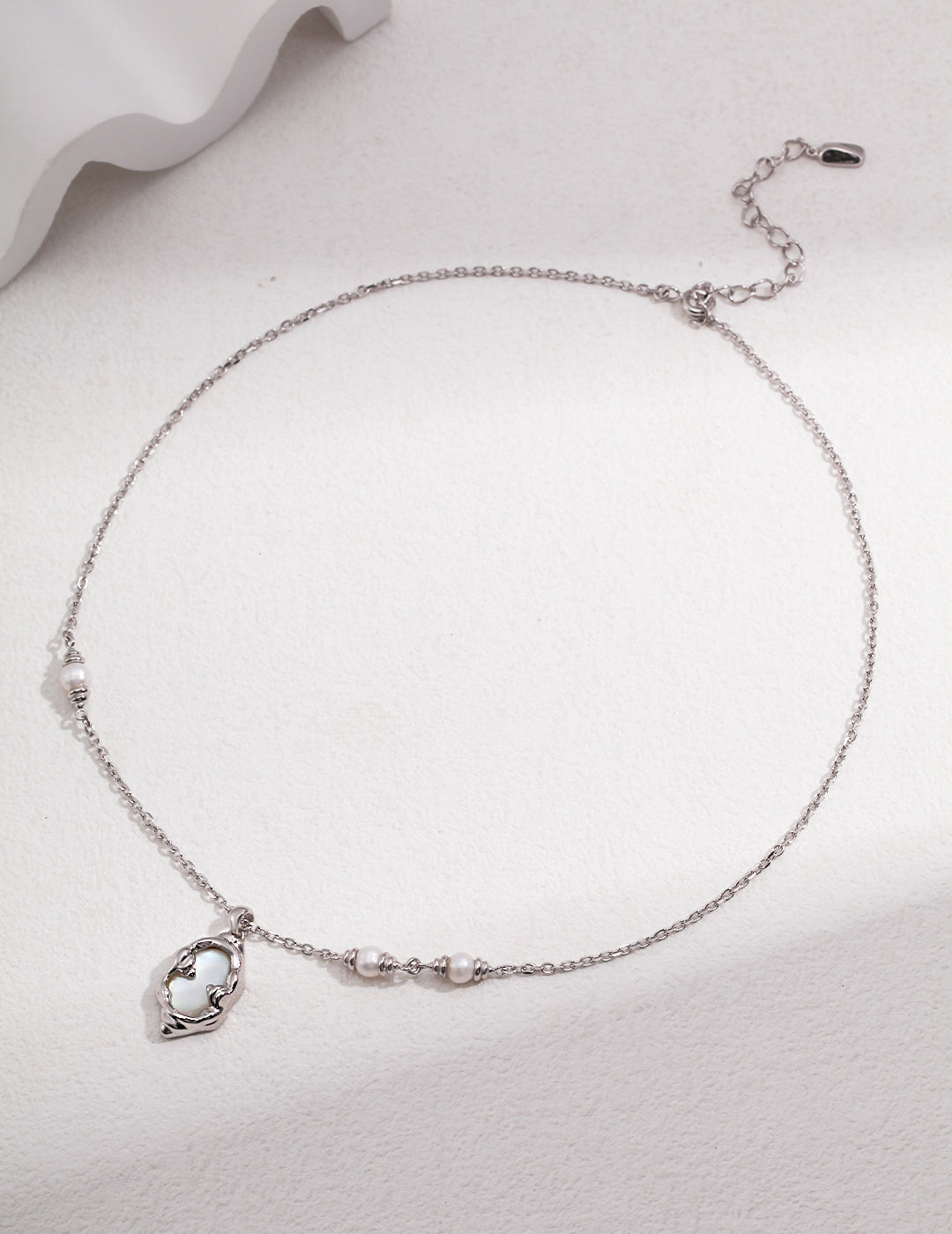 Lava Series Natural Mother-of-Pearl Fluid Pure Silver Pearl Necklace｜Molten Elegance in Retro Gold & White Gold