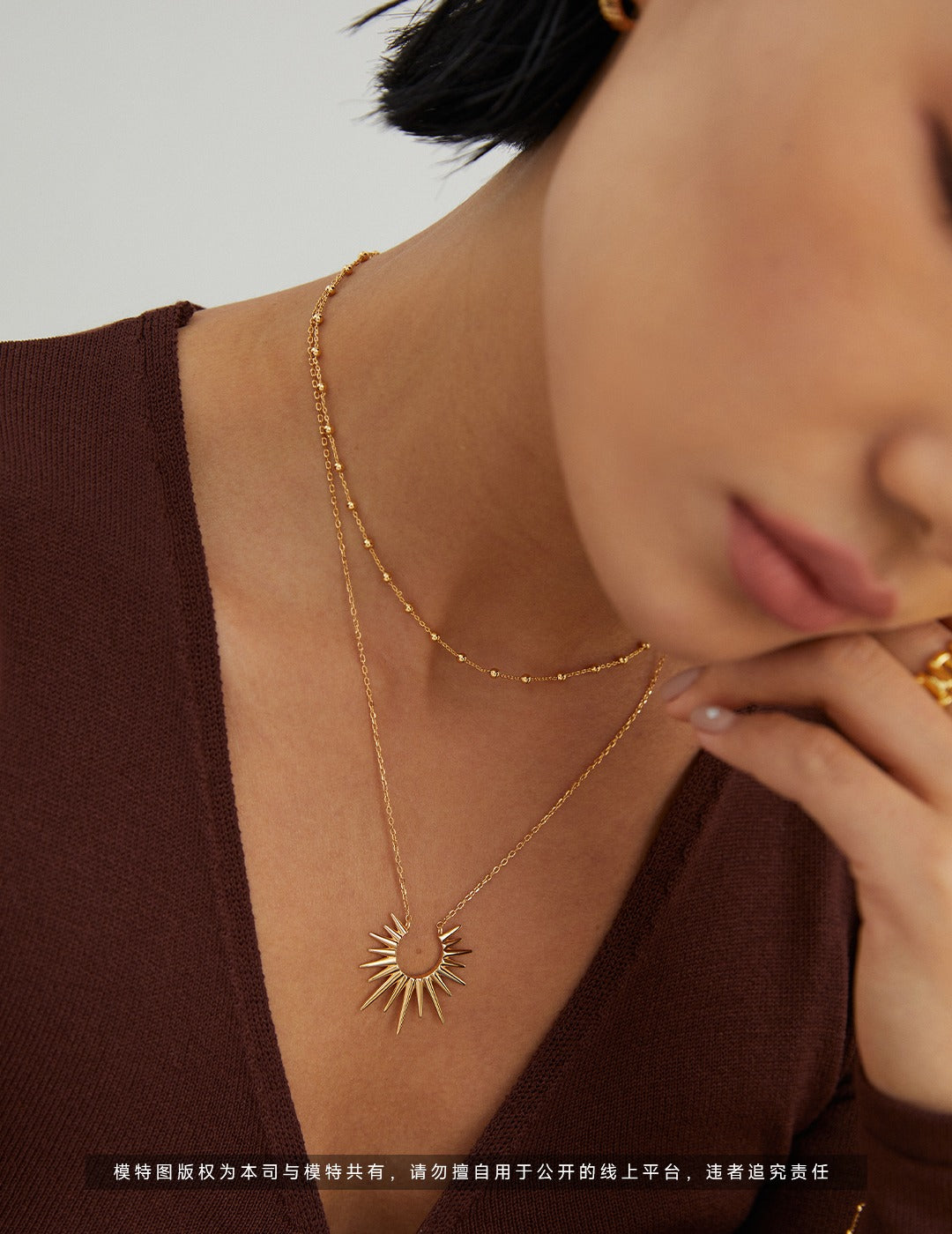 Pure Silver Sun Minimalist Necklace｜Celestial Elegance in Retro Gold & White Gold