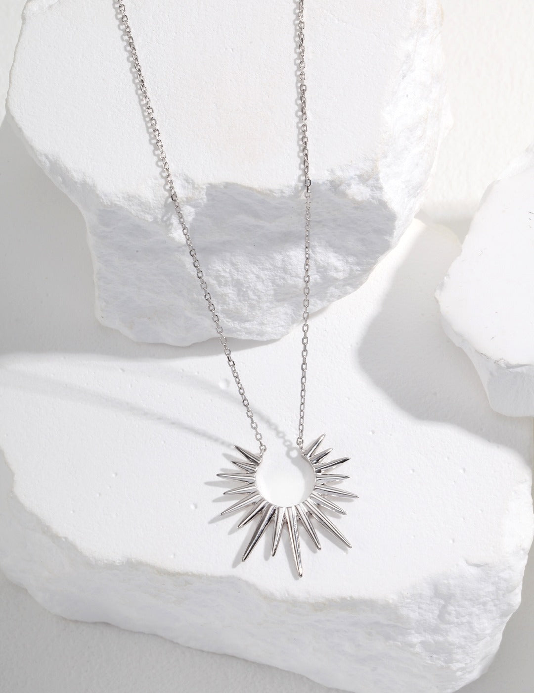 Pure Silver Sun Minimalist Necklace｜Celestial Elegance in Retro Gold & White Gold