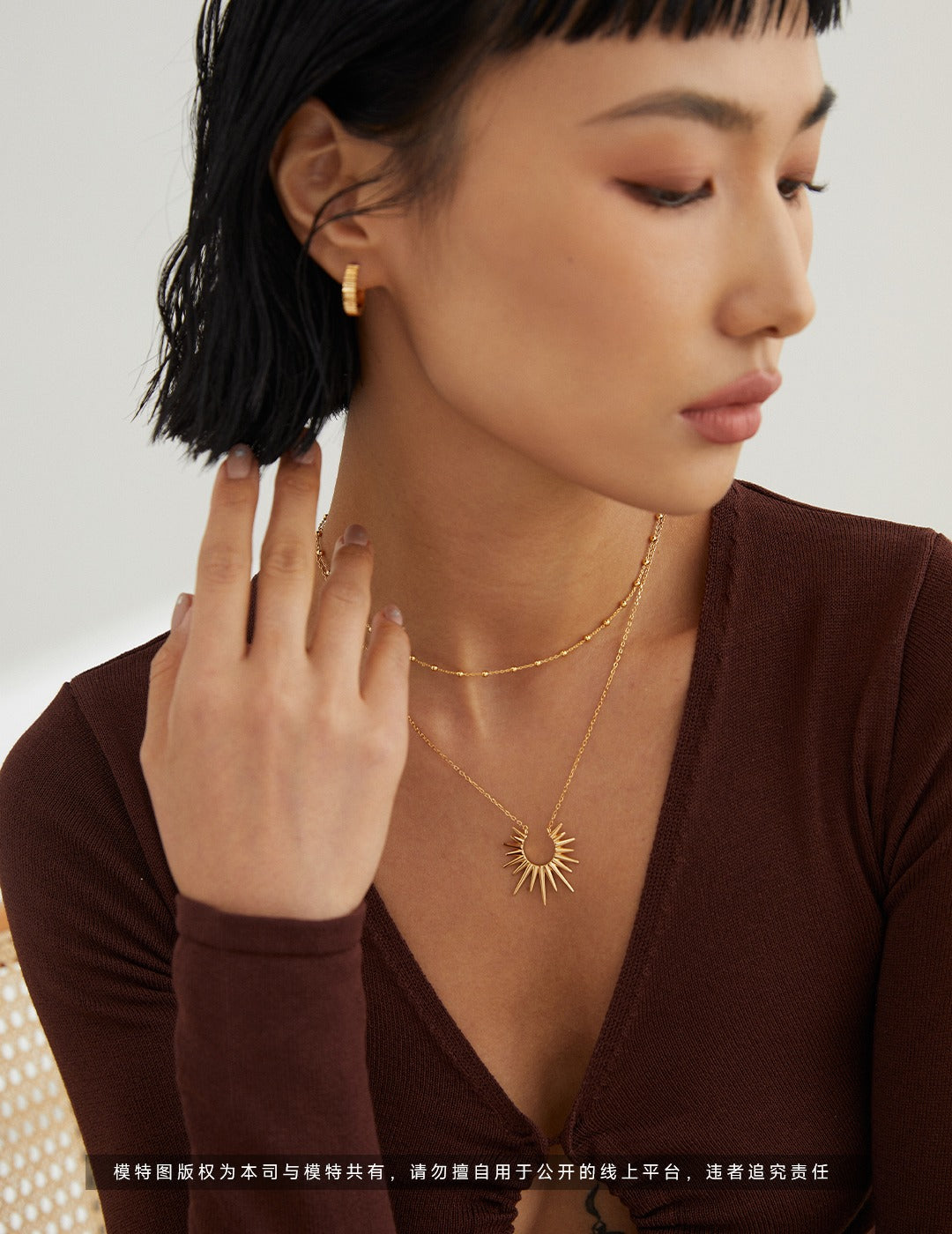 Pure Silver Sun Minimalist Necklace｜Celestial Elegance in Retro Gold & White Gold