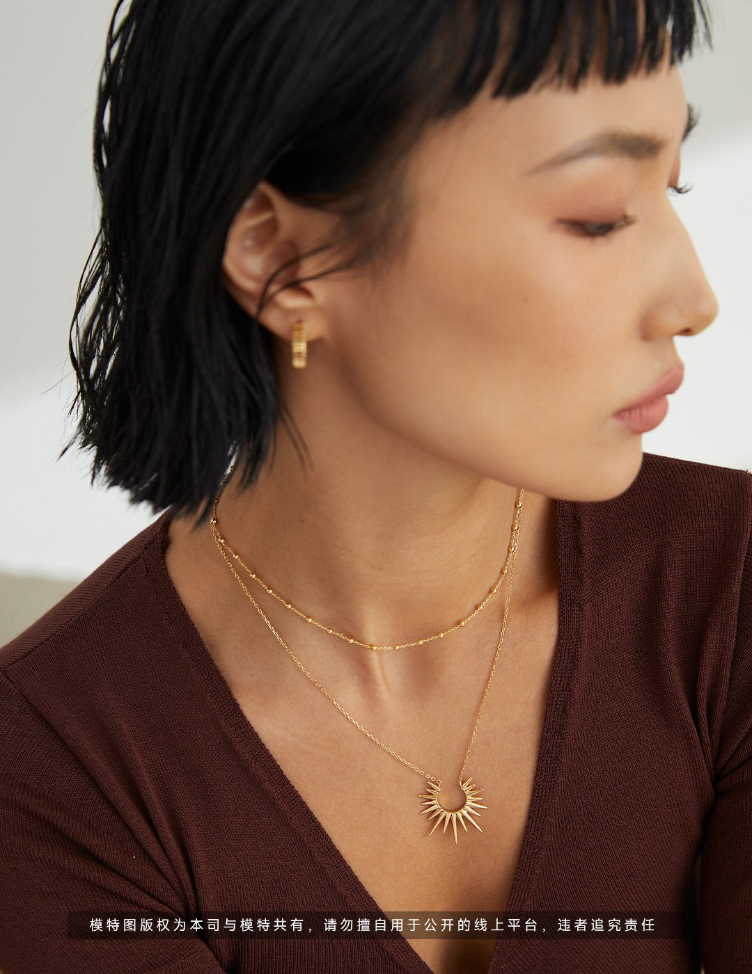 Pure Silver Sun Minimalist Necklace｜Celestial Elegance in Retro Gold & White Gold
