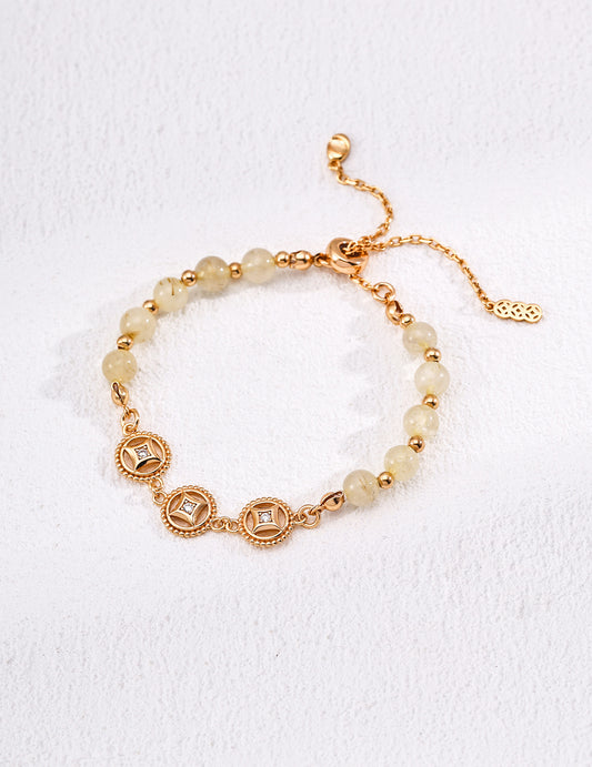 Rutilated Quartz & Pearl Bracelet｜Money Blessings & Elegance