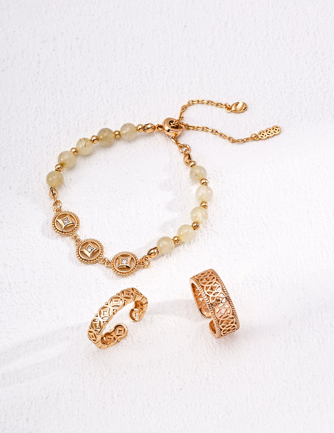 Rutilated Quartz & Pearl Bracelet｜Money Blessings & Elegance