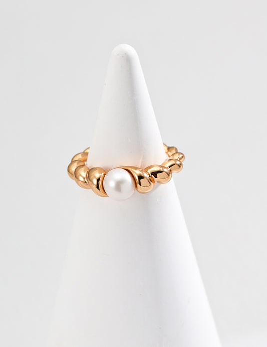 Minimalist Natural Pearl Ring｜Retro Gold & White Gold Timeless Elegance