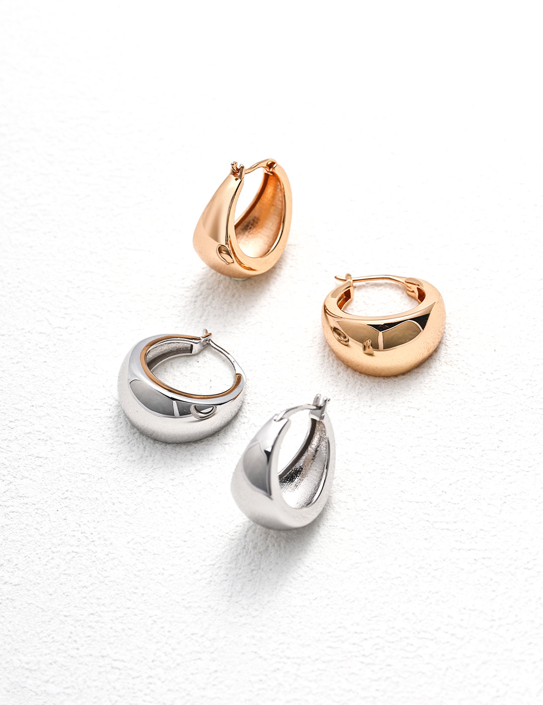 Everyday Silver Stud Earrings｜Minimalist Retro Gold & White Gold