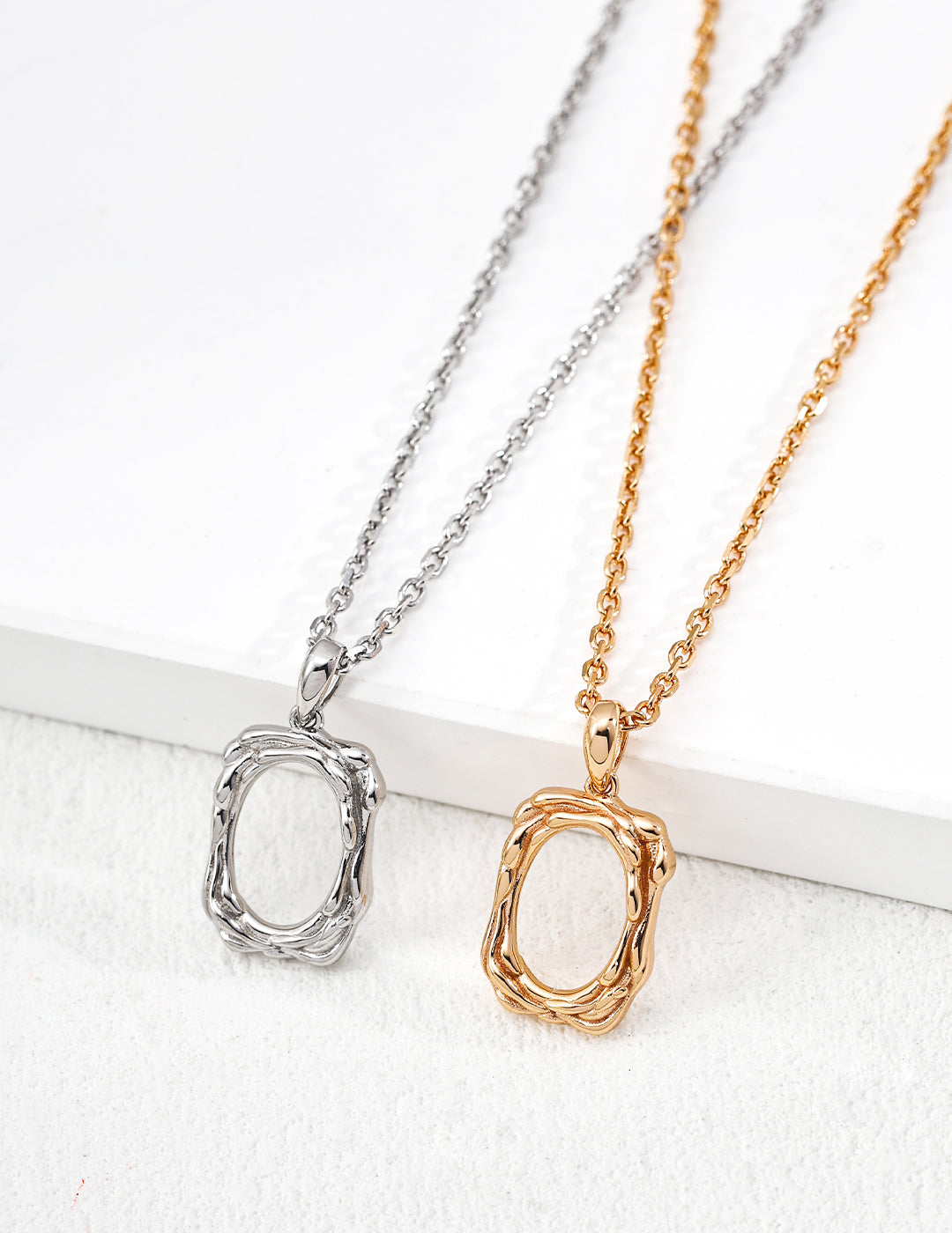 Minimalist Silver Pendant Necklace｜Timeless Layering in Retro Gold & White Gold