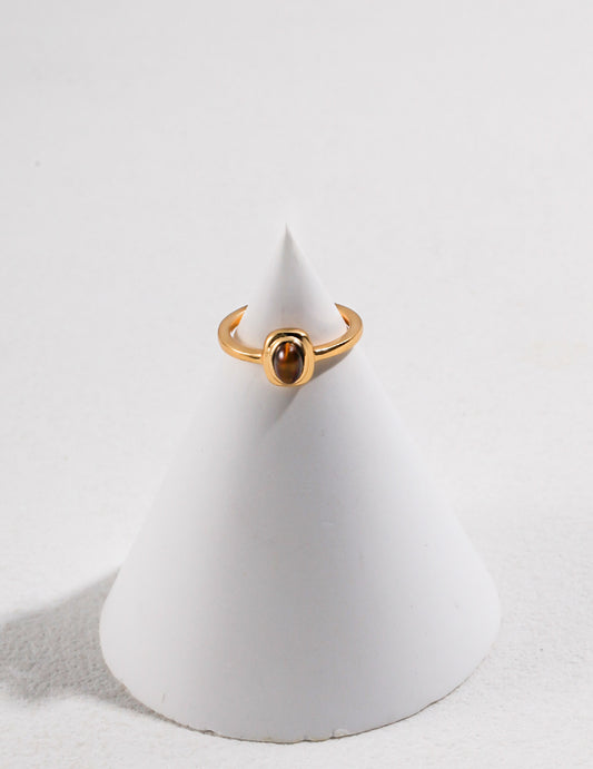 Pure Silver Tiger Eye Ring｜Retro Gold Vintage Strength