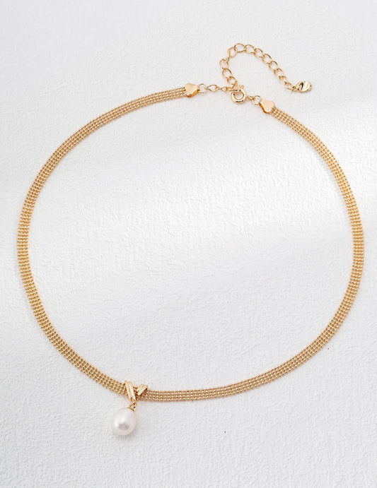 Pure Silver Pearl Necklace｜Timeless Elegance in Retro Gold & White Gold