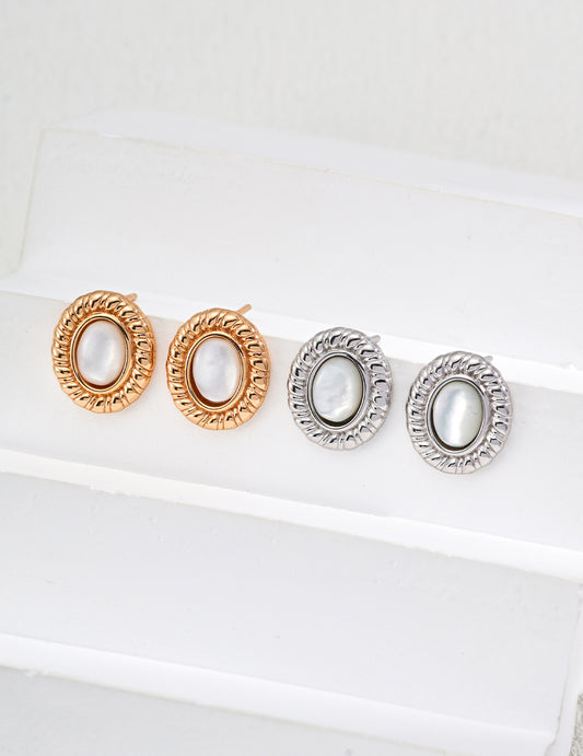 Minimalist Shell Stud Earrings｜Retro Gold & White Gold Ocean Elegance