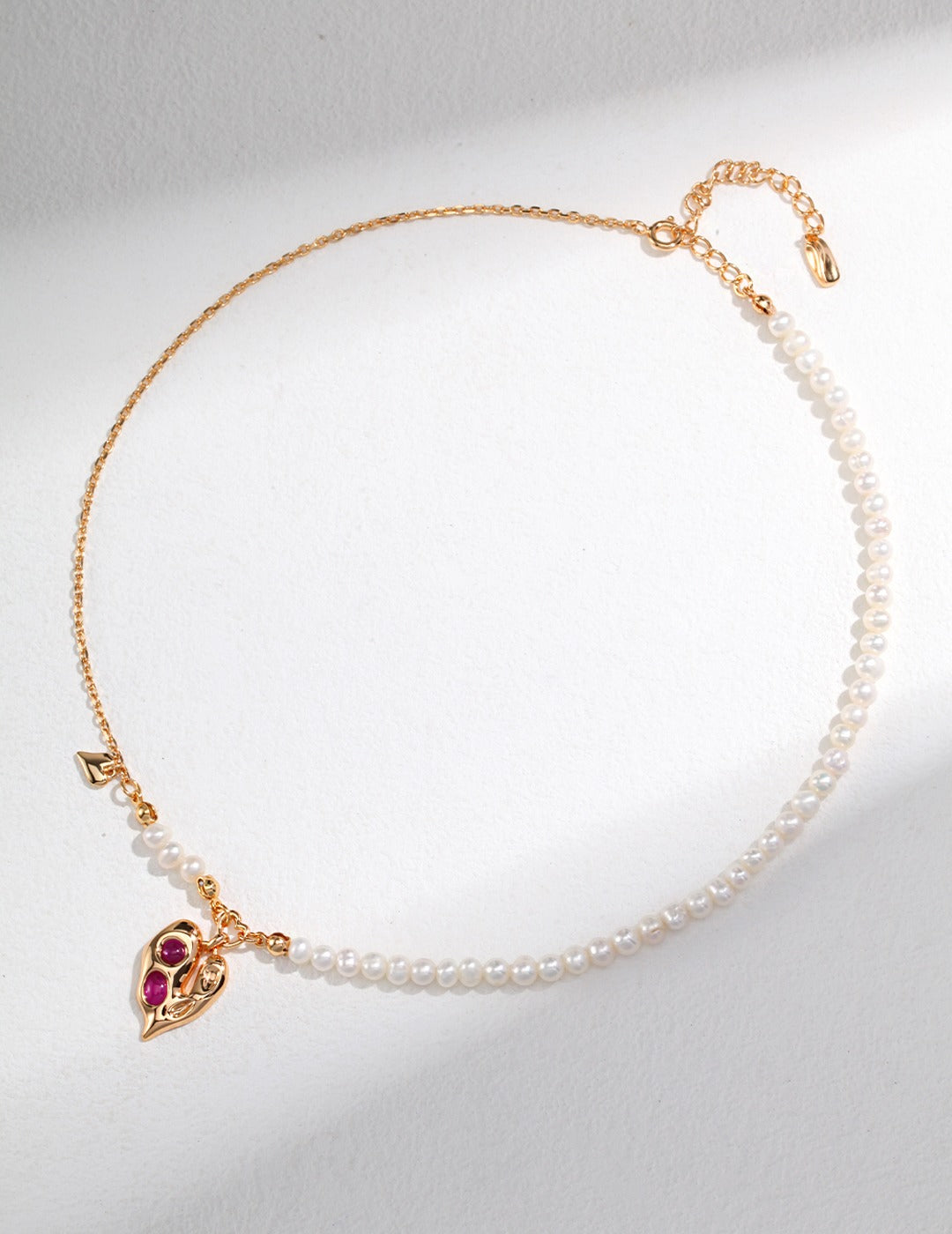Irregular Texture Heart Pearl Necklace｜Retro Gold & White Gold Vintage Romance