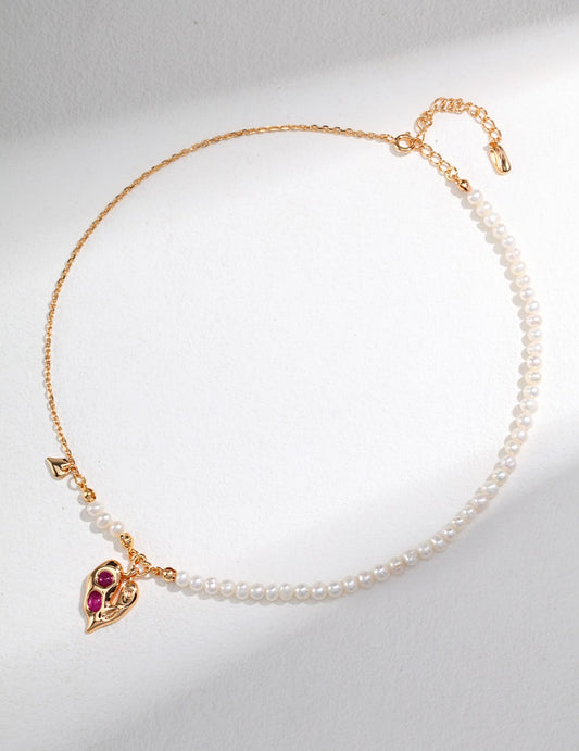 Irregular Texture Heart Pearl Necklace｜Retro Gold & White Gold Vintage Romance