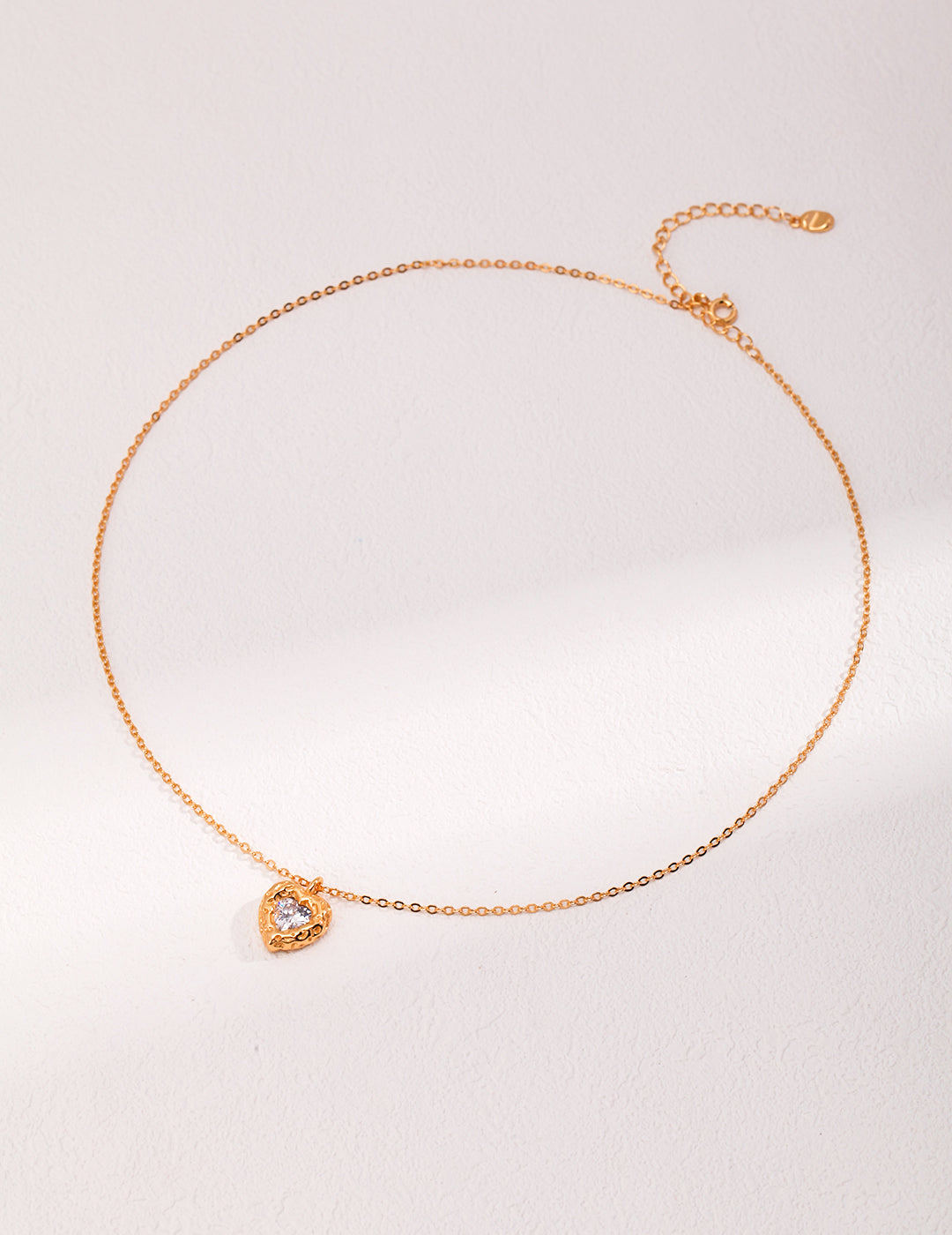 Heart-Shaped Zirconia & Synthetic Ruby Necklace｜Retro Gold Vintage Glamour