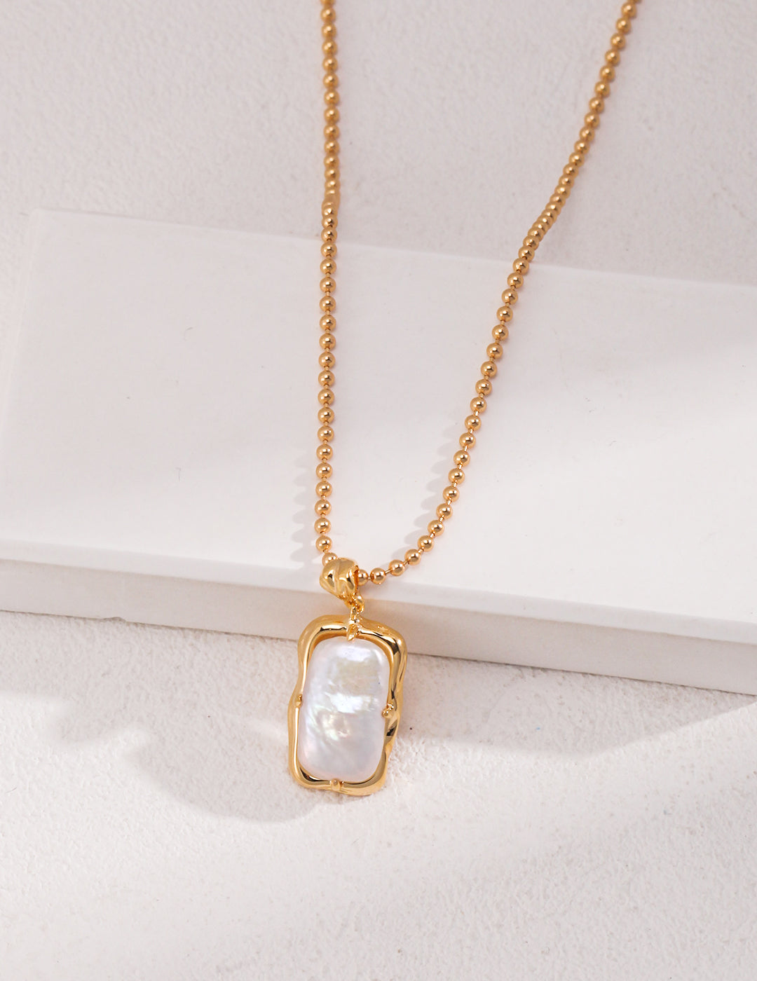 Rectangular Pearl Necklace｜Retro Gold Vintage Elegance