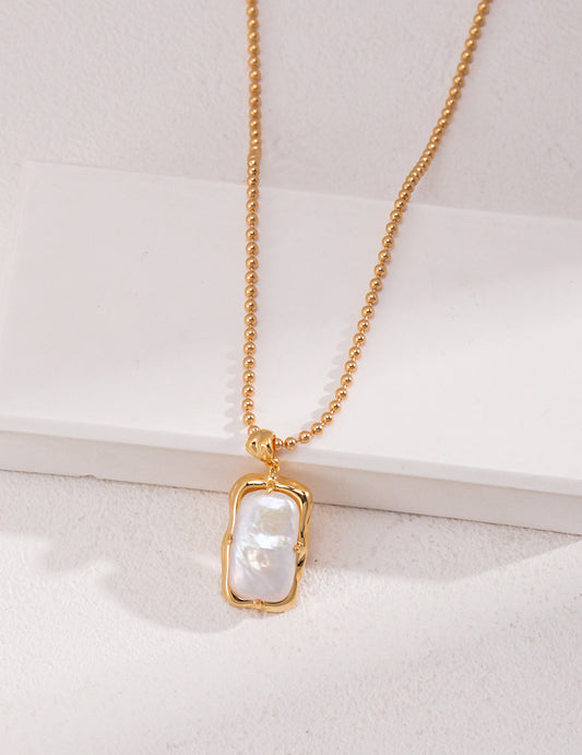 Rectangular Pearl Necklace｜Retro Gold Vintage Elegance