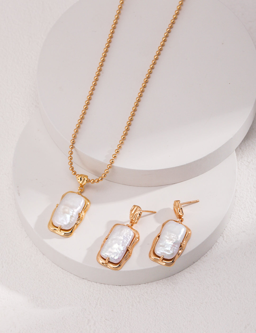 Rectangular Pearl Necklace｜Retro Gold Vintage Elegance