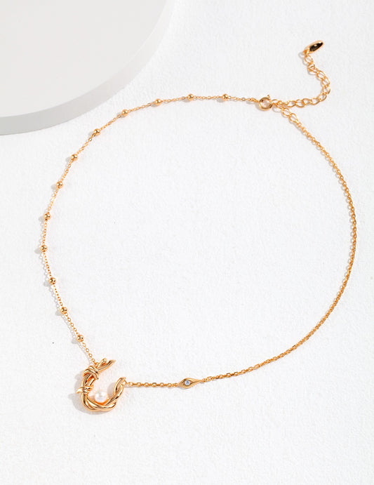 Willow Pearl Necklace｜Retro Gold & White Gold Natural Elegance