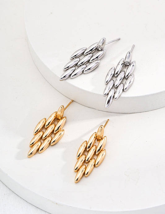 Luxurious Oval Earrings｜Retro Gold & White Gold Classic Shine