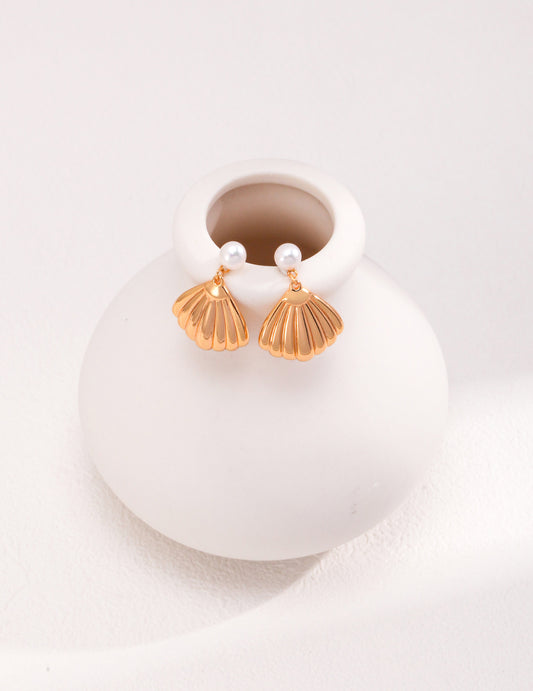 Natural Pearl Earrings｜Retro Gold & White Gold Minimalist Design