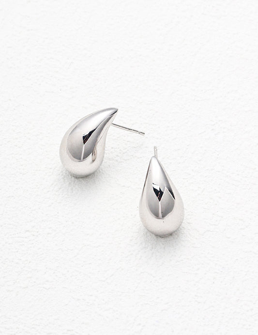 Teardrop Stud Earrings｜Minimalist Retro Gold & White Gold