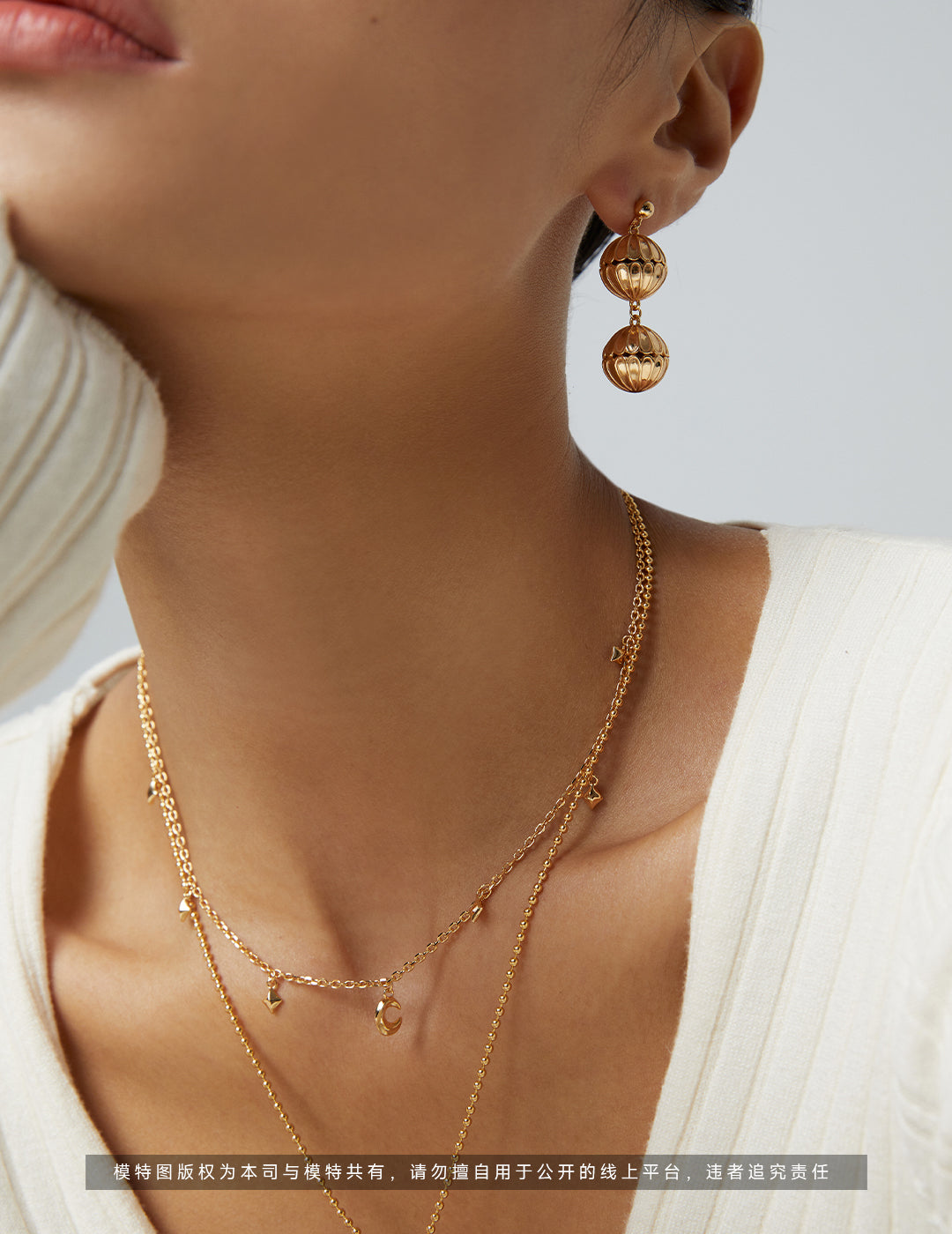 Celestial Moon & Stars Necklace｜Retro Gold & White Gold Cosmic Elegance