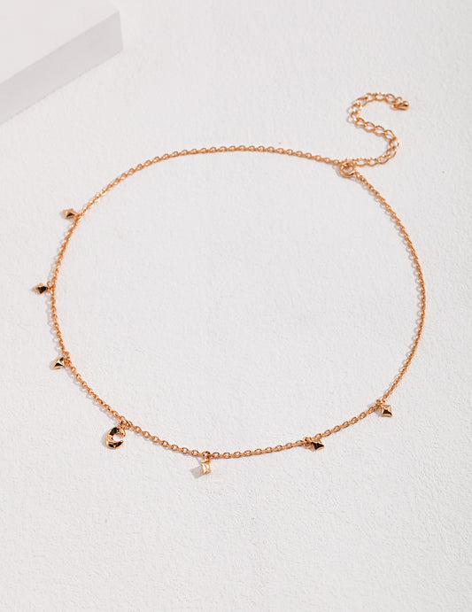 Celestial Moon & Stars Necklace｜Retro Gold & White Gold Cosmic Elegance