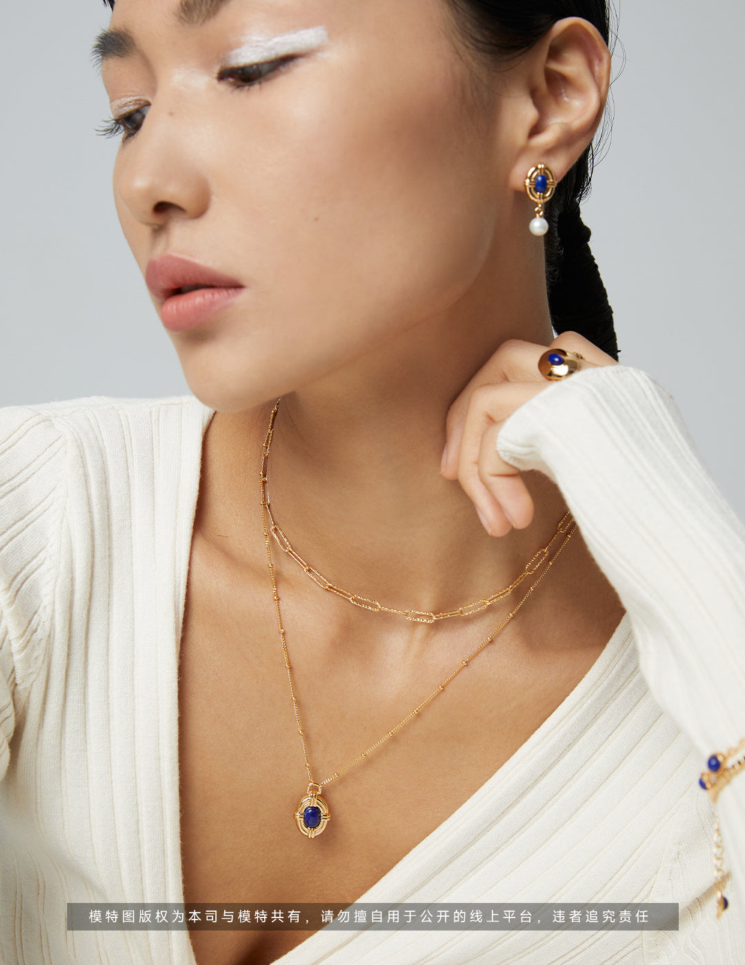 Lapis Lazuli Necklace｜Retro Gold Palace-Style Elegance