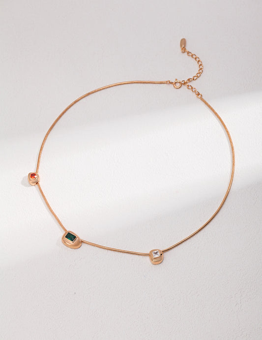 Vintage Zirconia Necklace｜Retro Gold Timeless Elegance