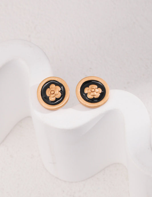 Enamel Drop Earrings｜Retro Gold Minimalist Gloss