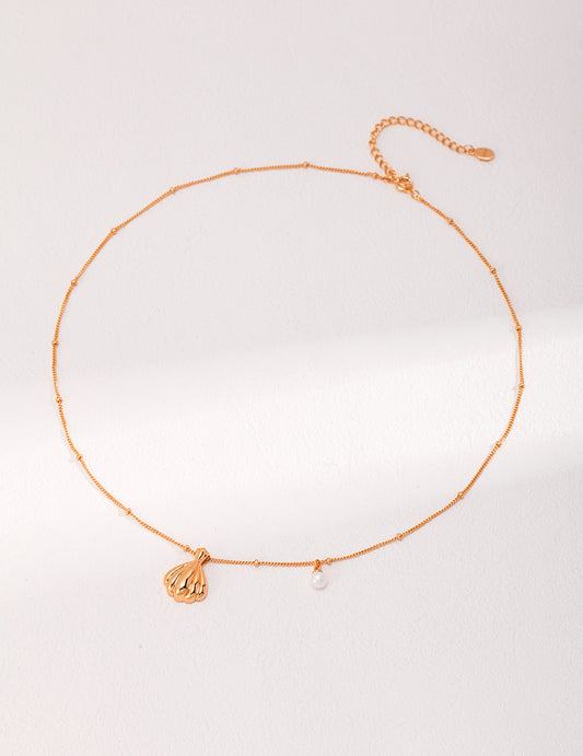 Natural Pearl/Mermaid Shell Necklace｜Timeless Elegance in Retro Gold & White Gold